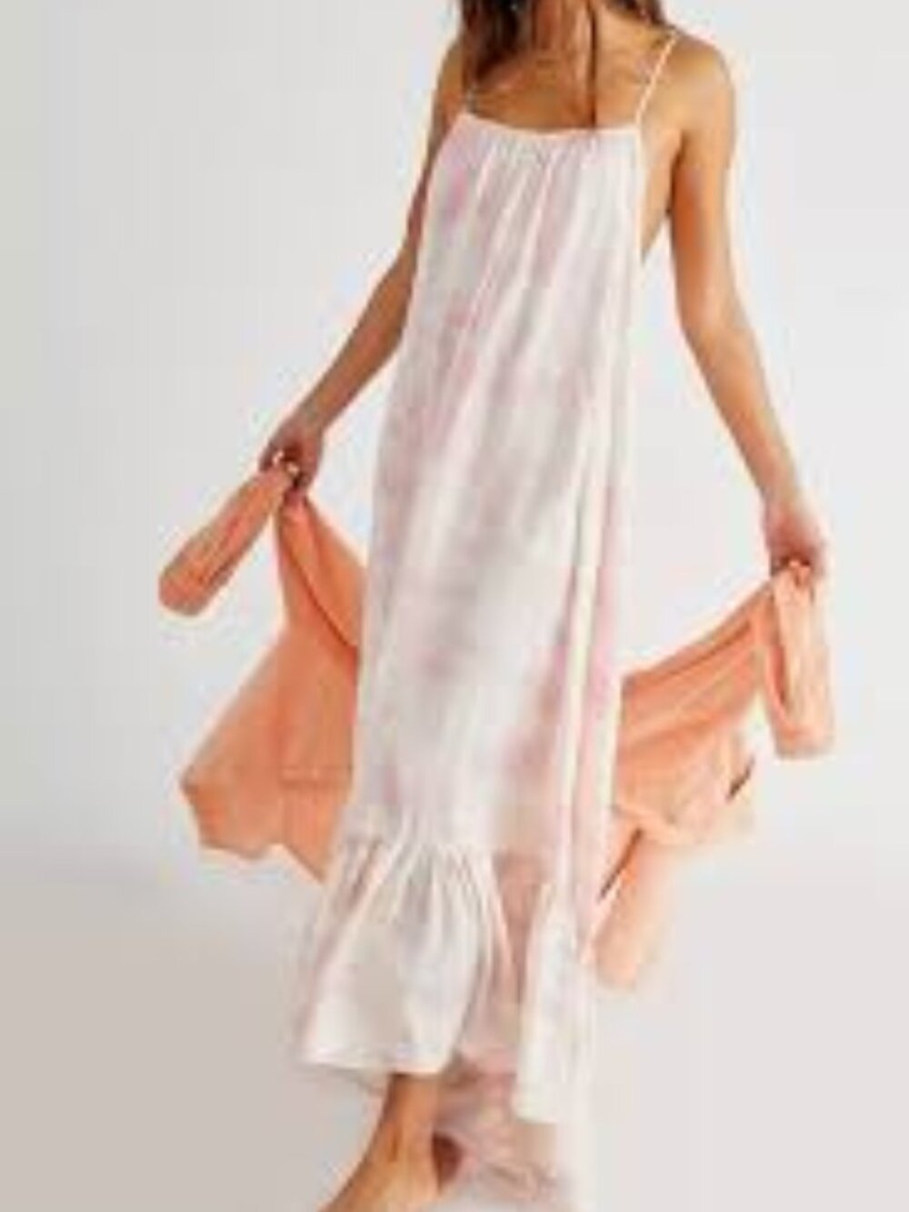 Free People Intimately Full On Maxi Slip Dress Tie Dye Pink Boho Flowy